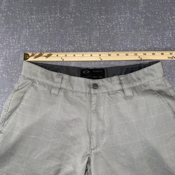 Oakley Pants Mens 32 Gray Check Chino Straight Leg Casual Golf Outdoor Logo - Picture 5 of 13